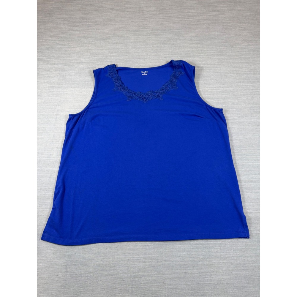 TanJay Womens Royal Blue Lace Trim Scoop Neck Sleeveless Tank Top Plus Size 3X